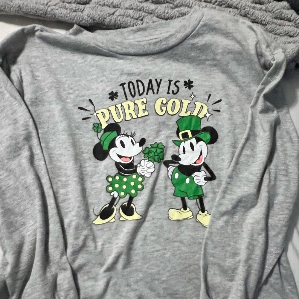 Gray Long Sleeve Kids Tee with Cartoon Print